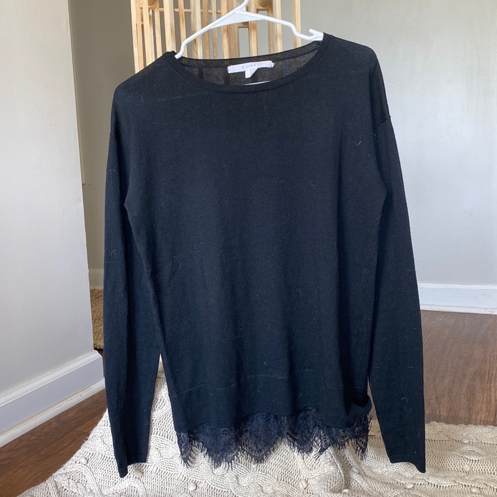 Duffy black sweater with lace detail